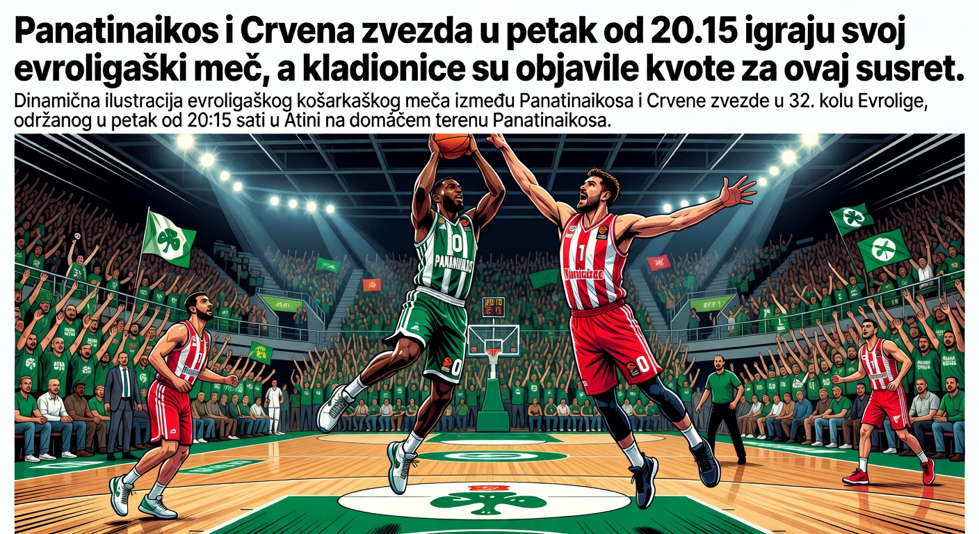 Panatinaikos i Crvena zvezda u petak od 20.15 igraju svoj evroligaški meč, a kladionice su objavile kvote za ovaj susret.
