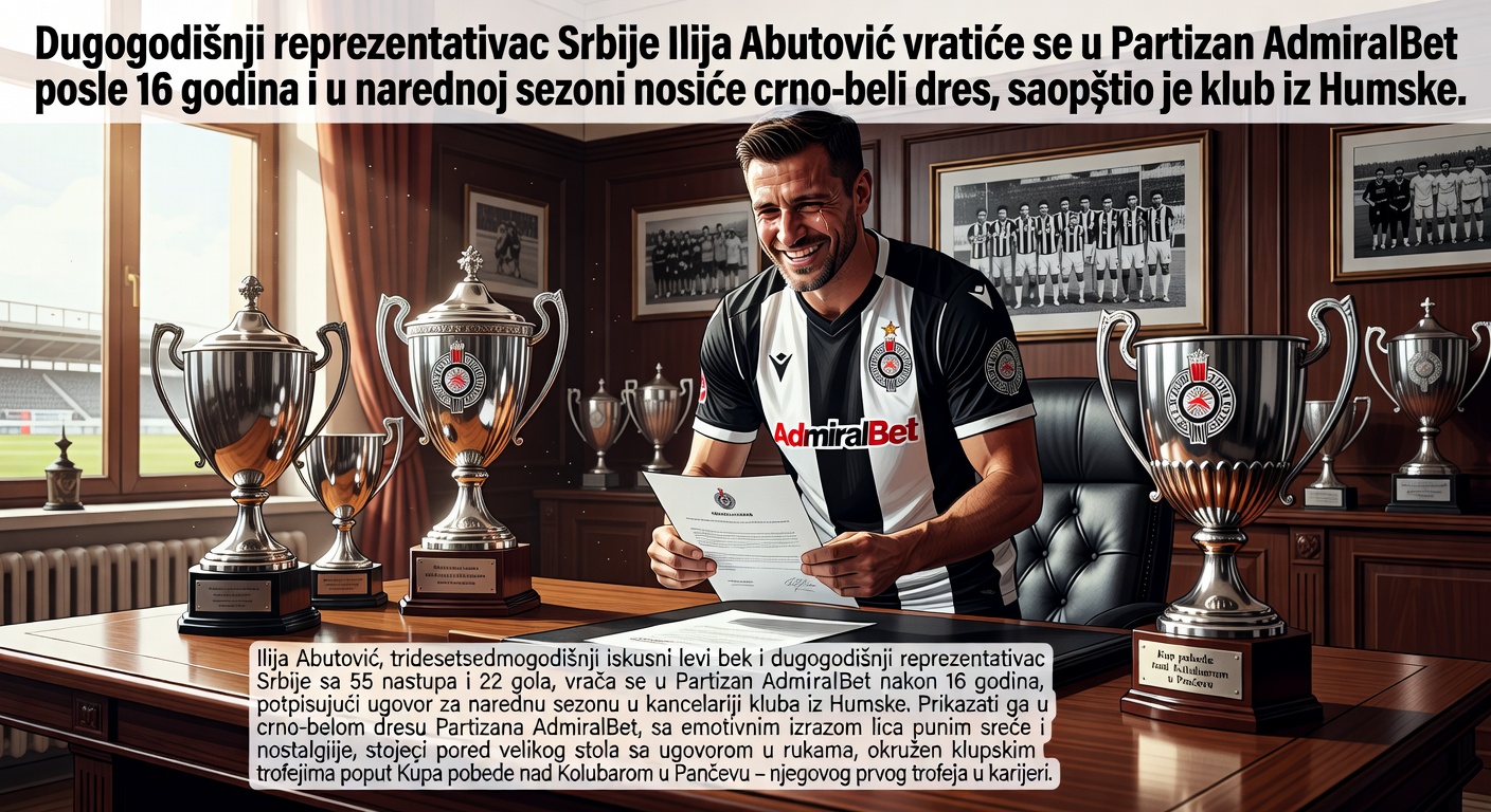 Dugogodišnji reprezentativac Srbije Ilija Abutović vratiće se u Partizan AdmiralBet posle 16 godina i u narednoj sezoni nosiće crno-beli dres, saopštio je klub iz Humske.