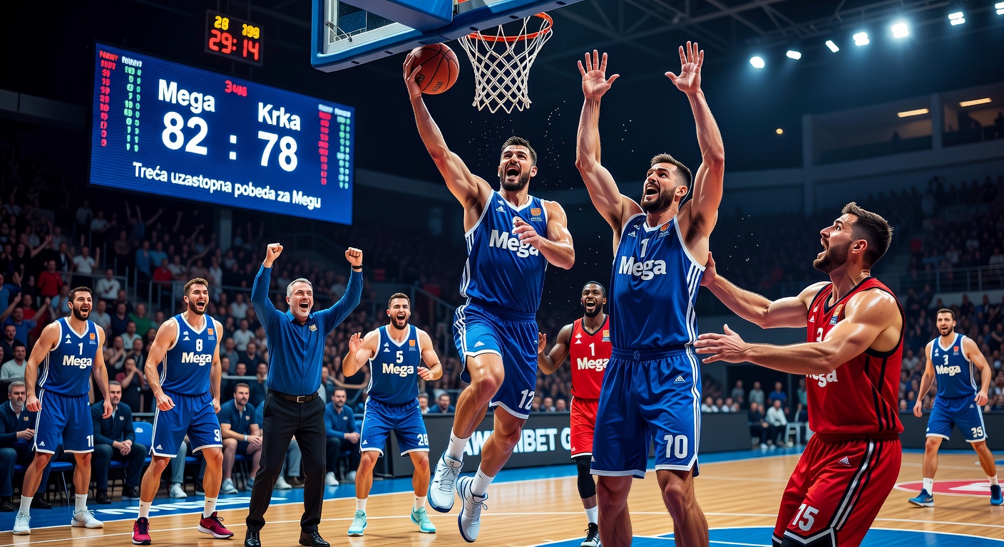 U okviru četvrtog kola plej-aut faze takmičenja u AdmiralBet ABA ligi, ekipa Mege je večeras kao gost u Novom Mestu savladala domaću Krku, rezultatom 82:78.